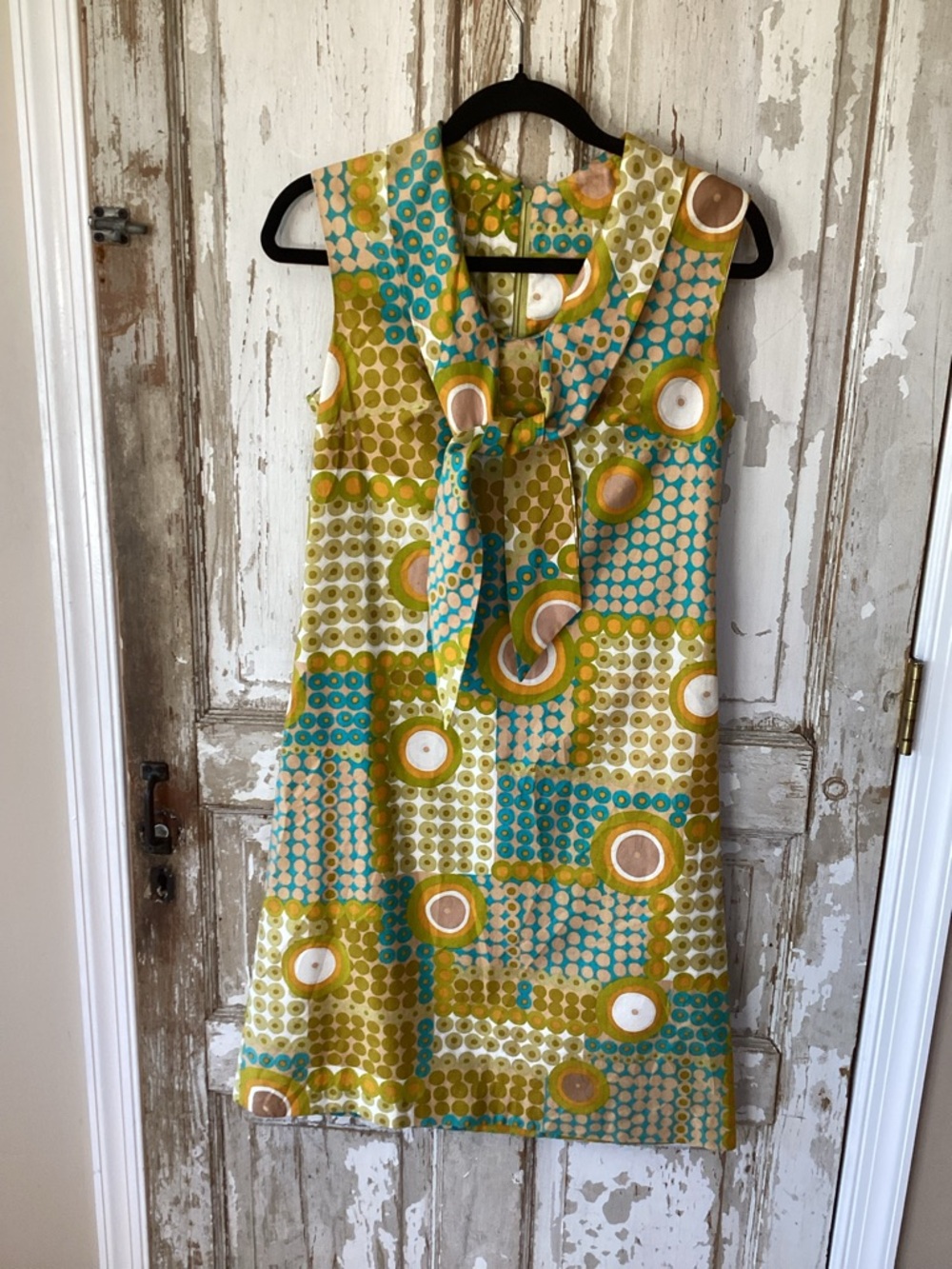 Liberty Circle Retro Floral Dot Dress in Turquoise, Olive & Mustard - S? No size